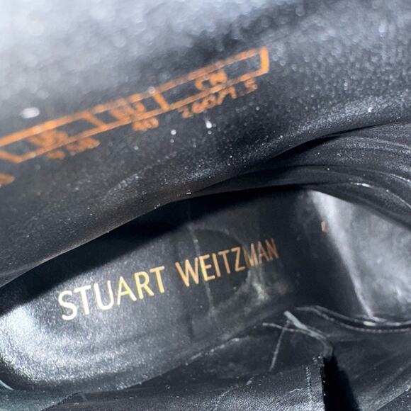 STUART WEITZMAN Stuart Wedge 100 Zip Bootie POINTY PATENT BLACK 9.5 - Picture 9 of 10